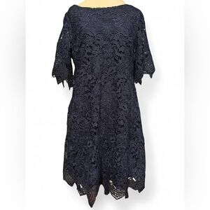Anthropologie Lace Navy Blue Dress 12